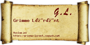 Grimme Lóránt névjegykártya